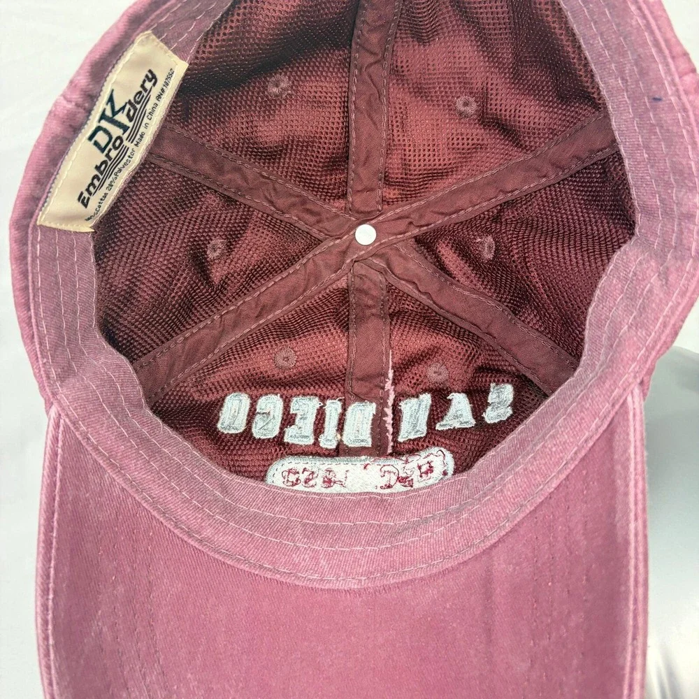 DK Embroidery San Diego Hat Baseball Cap Unisex OSFA Burgundy Faded Souvenir